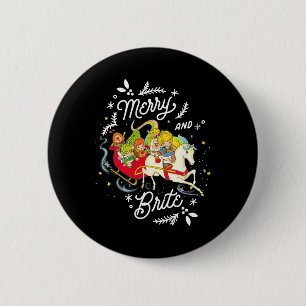 Rainbow Brite Christmas Merry en Brite Sleigh Rid Ronde Button 5,7 Cm