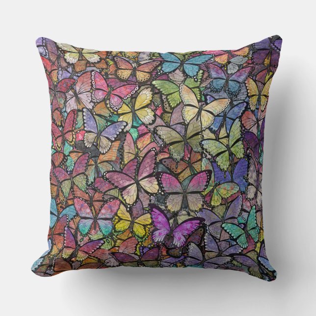 Rainbow Brite Fantasy Vlinderpatroon Kussen (Voorkant)