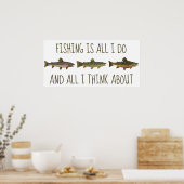 Rainbow Brown Brook Trout Fishing Quote Poster (Keuken)