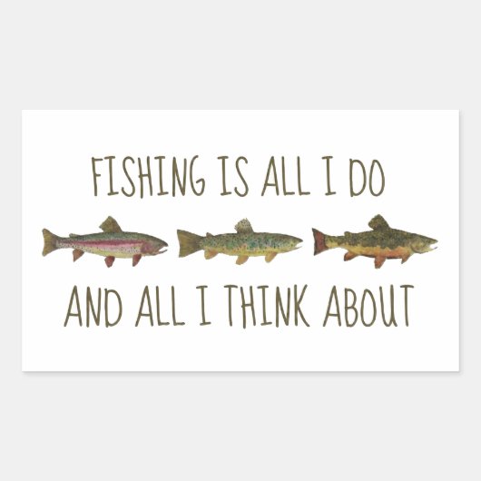 Rainbow Brown Brook Trout Fishing Quote Rechthoekige Sticker (Voorkant)