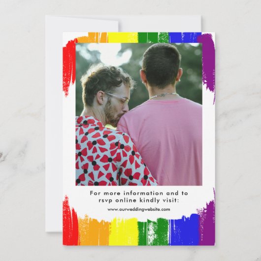 Rainbow Brush Stripes Foto Sla de datum op Save The Date (Achterkant)