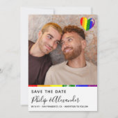 Rainbow Brush Stroke Heart Photo Bewaar de datum Save The Date (Voorkant)