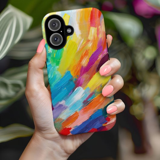 Rainbow Brush Strokes Moderne Abstracte kunst Case-Mate iPhone Case