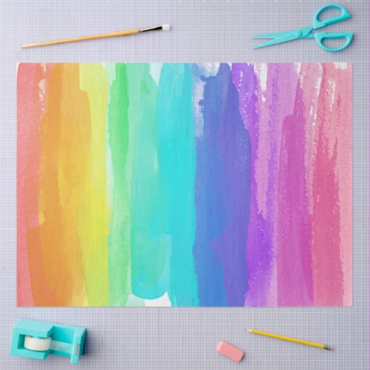 Rainbow Brushstrokes Kleurrijke Artisan Waterverve Tissuepapier (Craft)