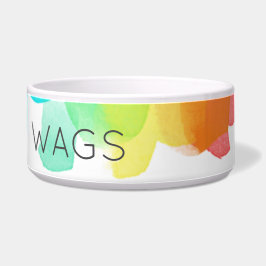 Rainbow Brushstrokes Waterverf Kunst PET NAAM Fun Voerbakje