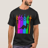 Rainbow-bubbeltje voor ferret-dieren met Silhouett T-shirt (Voorkant)