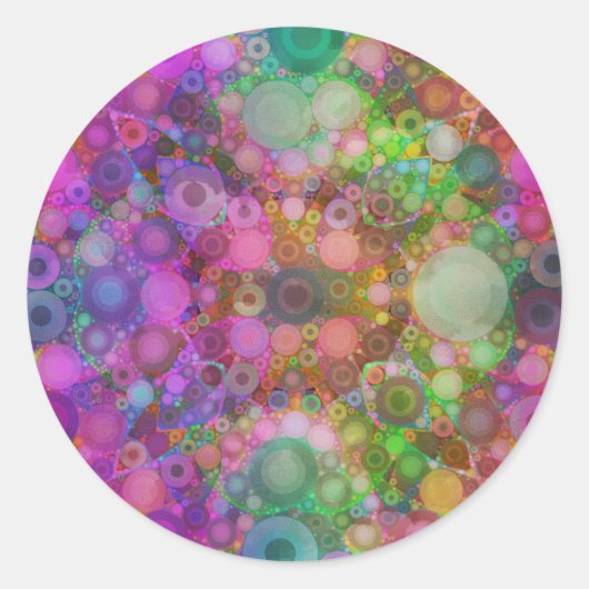Rainbow Bubble Abstract Ronde Sticker (Voorkant)