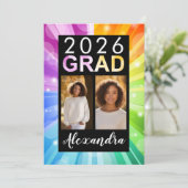 Rainbow Bubble Art Class of 2025 Foto Afstuderen Kaart (Staand voorkant)