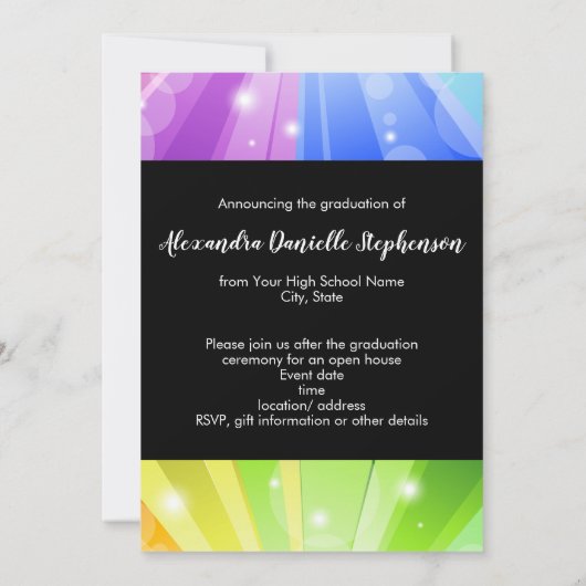 Rainbow Bubble Art Class of 2025 Foto Afstuderen Kaart (Achterkant)