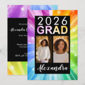 Rainbow Bubble Art Class of 2025 Foto Afstuderen Kaart (Voorkant / Achterkant)
