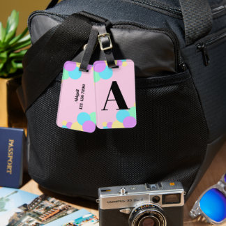 Rainbow Bubble Monogram Luggage Tag  Bagagelabel
