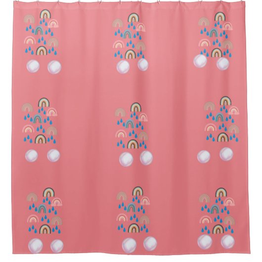 Rainbow Bubble Peach Droomdouchegordijn Douchegordijn (Voorkant)