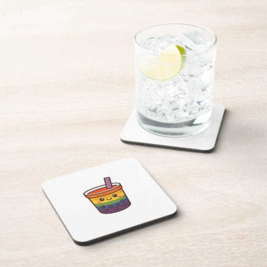 Rainbow Bubble Tea LGBTQ+ Pride Bier Onderzetter (Rechterzijde)
