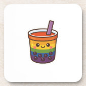 Rainbow Bubble Tea LGBTQ+ Pride Bier Onderzetter (Voorkant)