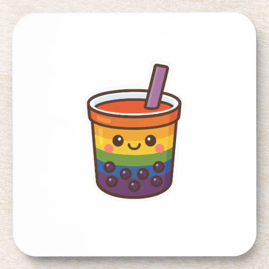 Rainbow Bubble Tea LGBTQ+ Pride Bier Onderzetter (Voorkant)