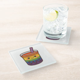 Rainbow Bubble Tea LGBTQ+ Pride Glazen Onderzetter