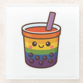 Rainbow Bubble Tea LGBTQ+ Pride Glazen Onderzetter