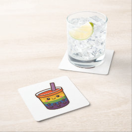 Rainbow Bubble Tea LGBTQ+ Pride Kartonnen Onderzetters