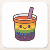 Rainbow Bubble Tea LGBTQ+ Pride Kartonnen Onderzetters (Voorkant)