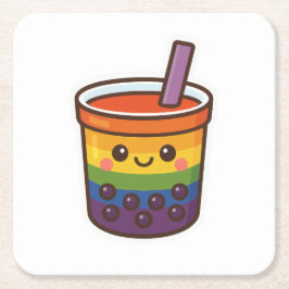 Rainbow Bubble Tea LGBTQ+ Pride Kartonnen Onderzetters