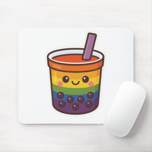 Rainbow Bubble Tea LGBTQ+ Pride Muismat (Met muis)