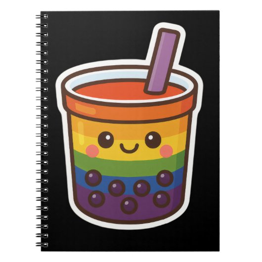 Rainbow Bubble Tea LGBTQ+ Pride Notitieboek (Voorkant)