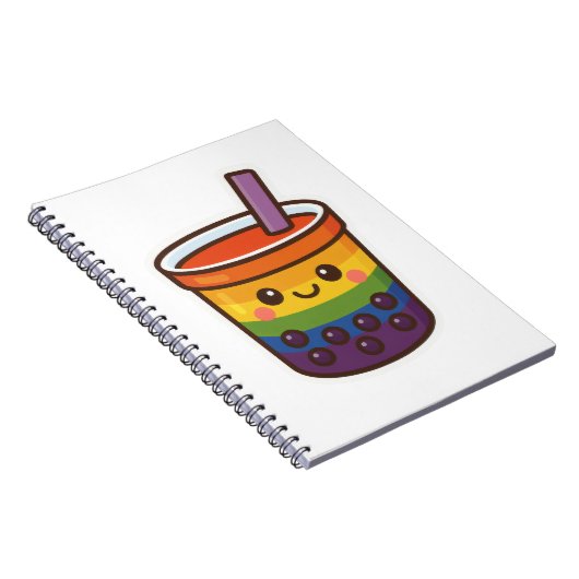 Rainbow Bubble Tea LGBTQ+ Pride Notitieboek (Rechterzijde)