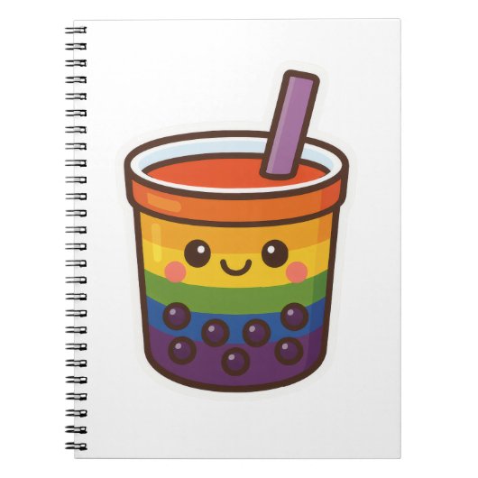 Rainbow Bubble Tea LGBTQ+ Pride Notitieboek (Voorkant)
