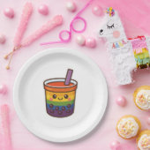 Rainbow Bubble Tea LGBTQ+ Pride Papieren Bordje (Feest)