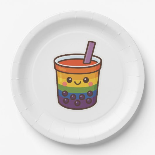 Rainbow Bubble Tea LGBTQ+ Pride Papieren Bordje (Voorkant)