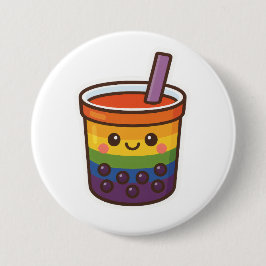 Rainbow Bubble Tea LGBTQ+ Pride Ronde Button 7,6 Cm