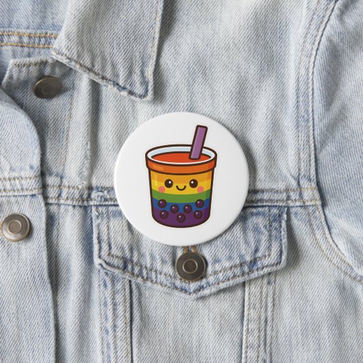Rainbow Bubble Tea LGBTQ+ Pride Ronde Button 7,6 Cm (In situ)
