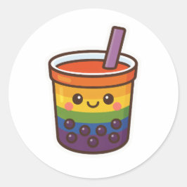 Rainbow Bubble Tea LGBTQ+ Pride Ronde Sticker