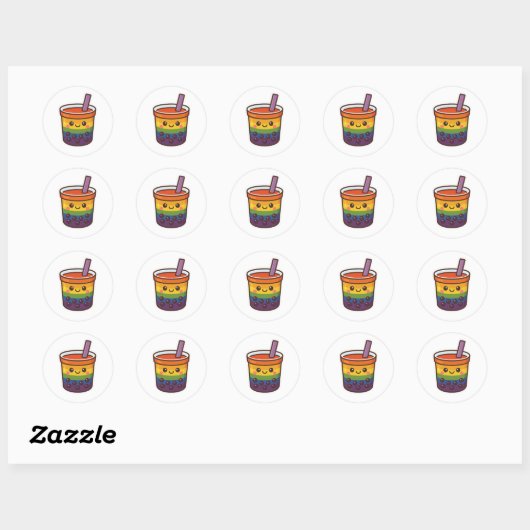 Rainbow Bubble Tea LGBTQ+ Pride Ronde Sticker (Vel)