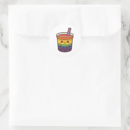 Rainbow Bubble Tea LGBTQ+ Pride Ronde Sticker (Tas)