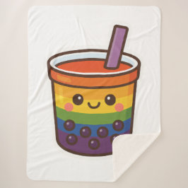 Rainbow Bubble Tea LGBTQ+ Pride Sherpa Deken