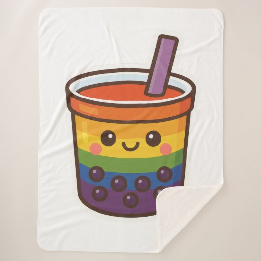 Rainbow Bubble Tea LGBTQ+ Pride Sherpa Deken (Voorkant)