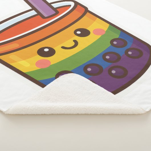 Rainbow Bubble Tea LGBTQ+ Pride Sherpa Deken (3/4)