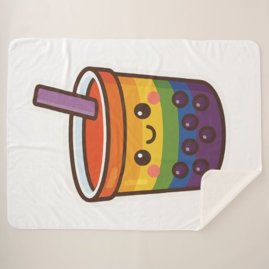 Rainbow Bubble Tea LGBTQ+ Pride Sherpa Deken (Voorkant (horizontaal))