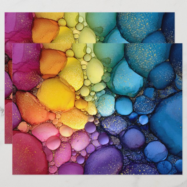 Rainbow Bubble Texture Fluid Art Scrapbook Papier (Voorkant / Achterkant)