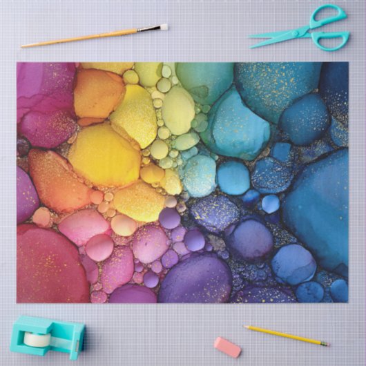 Rainbow Bubble Texture Fluid Art Tissuepapier (Craft)