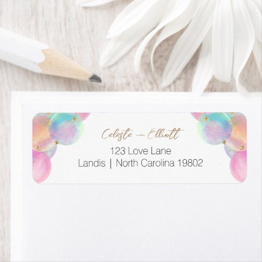 Rainbow Bubbles Baby shower Retouradres Etiket (Insitu)