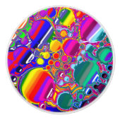 Rainbow Bubbles Fluid Art Keramische Knop (Voorkant)