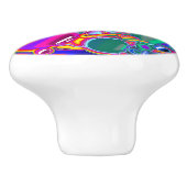 Rainbow Bubbles Fluid Art Keramische Knop (Zijkant)