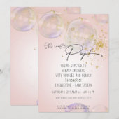 Rainbow Bubbles Ready to Pop Girl Baby shower Roze Kaart (Voorkant / Achterkant)