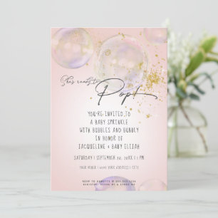 Rainbow Bubbles Ready to Pop Girl Baby shower Roze Kaart