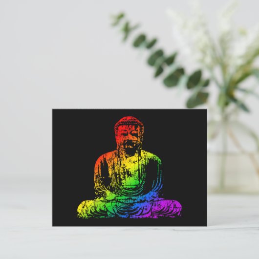 Rainbow Buddha-standbeeld Briefkaart (Staand voorkant)