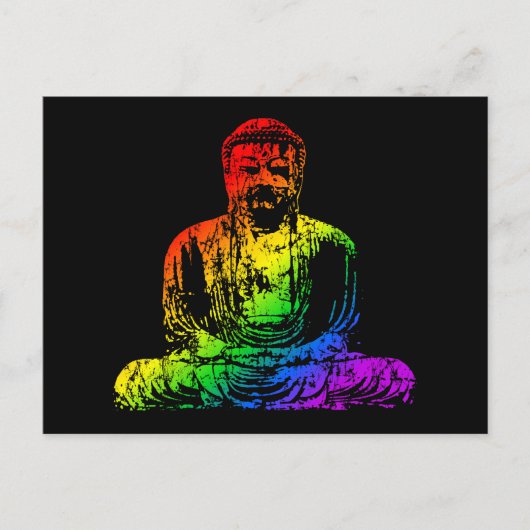 Rainbow Buddha-standbeeld Briefkaart (Voorkant)