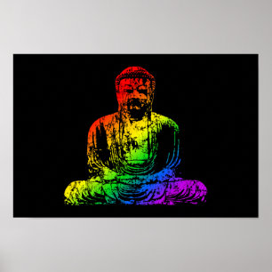 Rainbow Buddha-standbeeld Poster