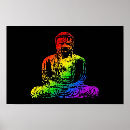Rainbow Buddha-standbeeld Poster (Voorkant)